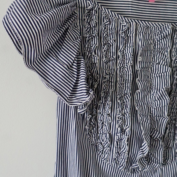 Sinclaire Striped Preppy Flutter Sleeve Top - Picture 3 of 4